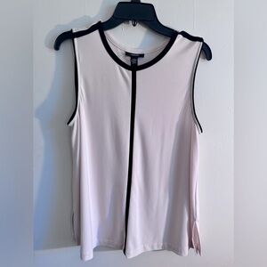 Alfani petite Business top. Light, pink, trimmed, and black.